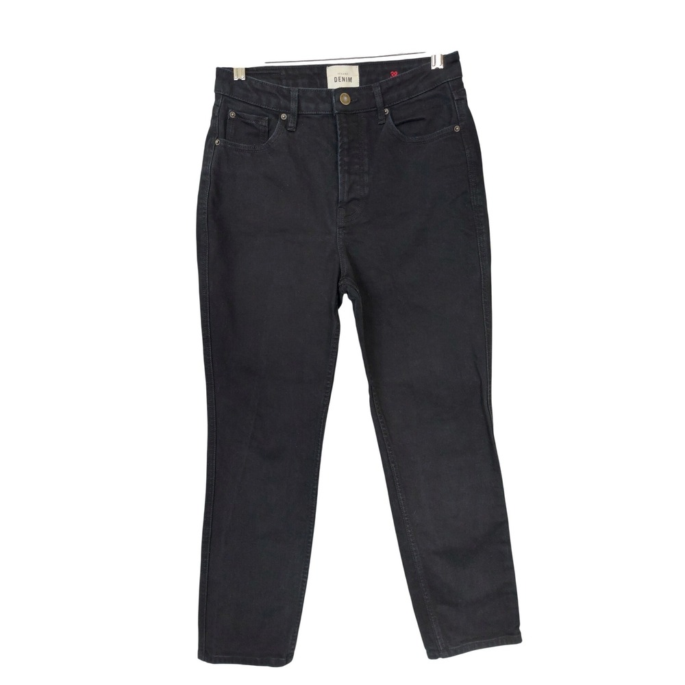 Sezane The Slim‎ Jeans Black High Rise Straight Leg Organic Cotton Size 38 US 6